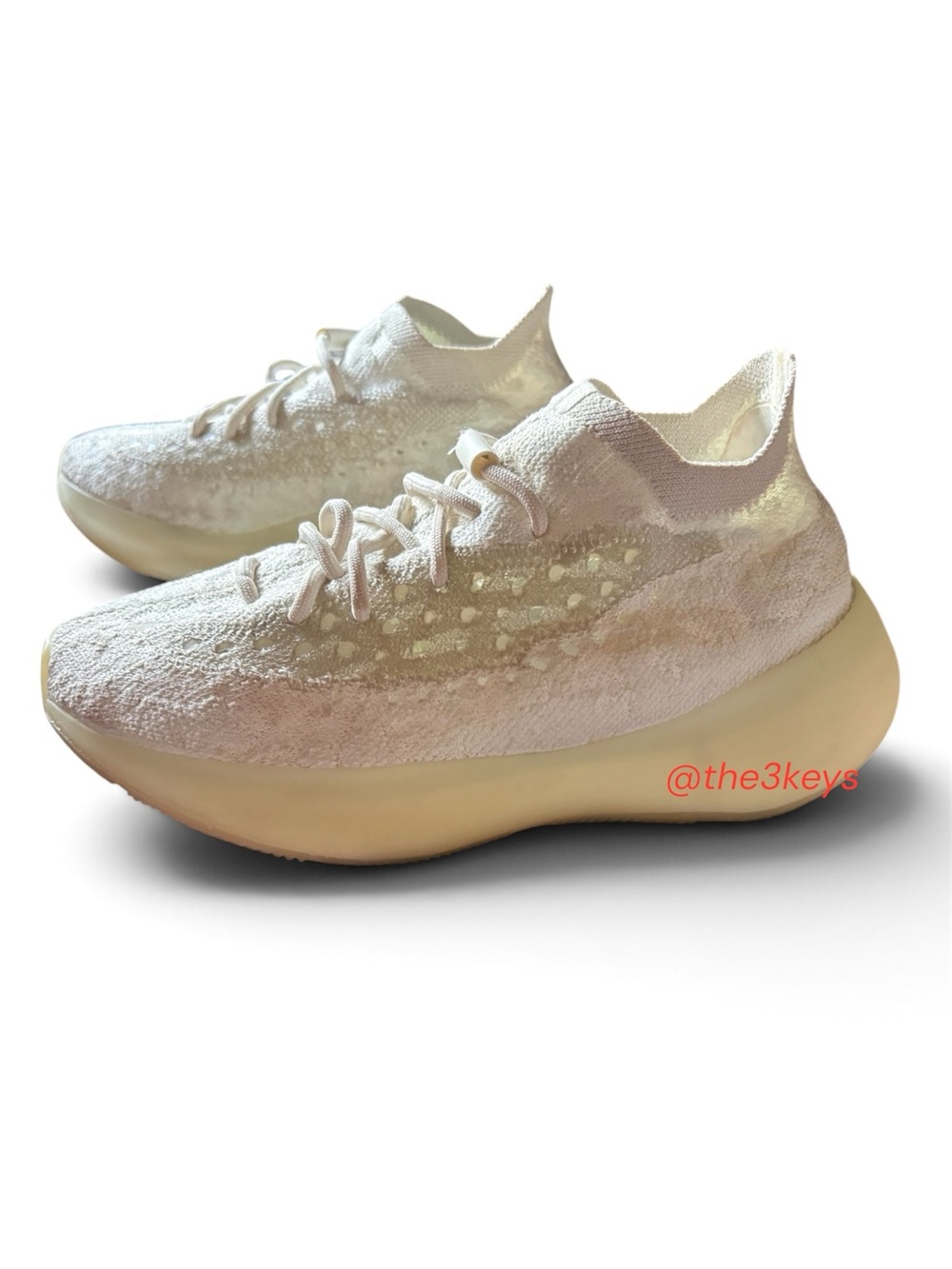 Yeezy Men’s Cream Knit Sneakers with Glow Sole